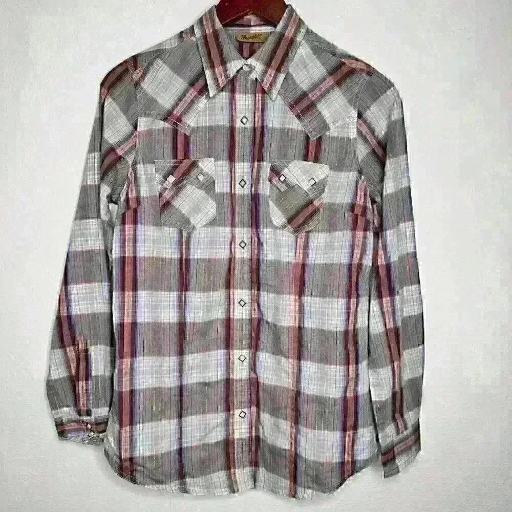 Wrangler pearl snap long‎ sleeved Western shirt Sz S